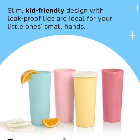 Tupperware Pastel Tumblers Drinkware Set - Pink, Blue, Yellow 12 oz - Picture 2 of 3